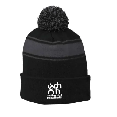 Sport-Tek® Stripe Pom Pom Beanie